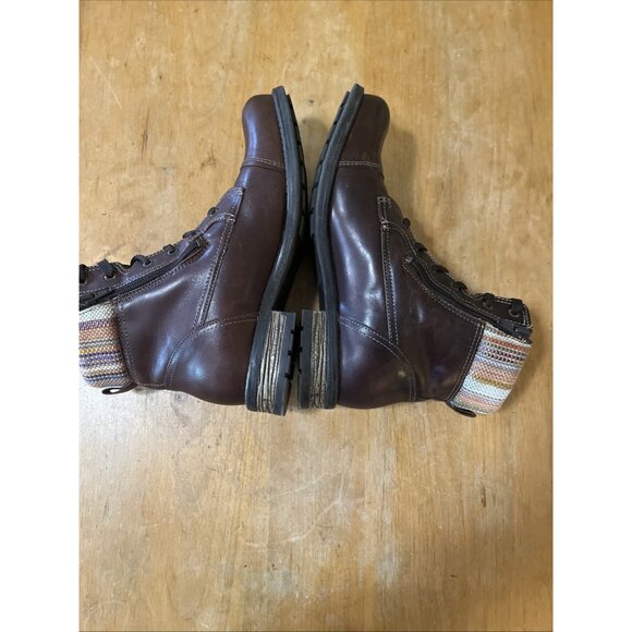 Taos Captain Cap Toe Portuguese Brown Leather Boot Lace Up Tie Up Sz 40 Zipper - Picture 7 of 12